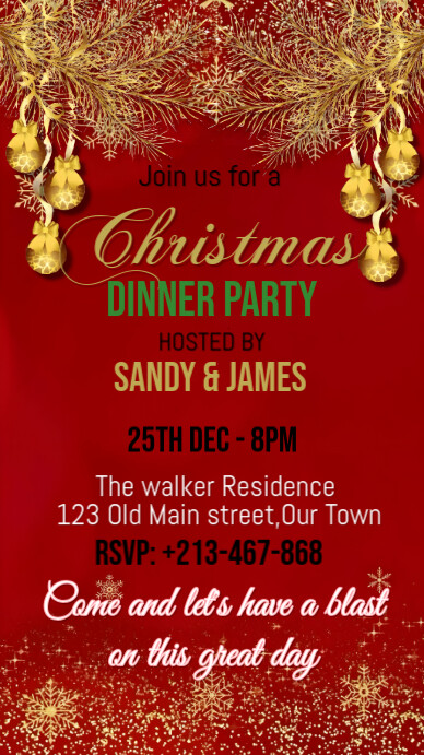 Red Maximalist Christmas Dinner Invitation Instagram Story Template ...