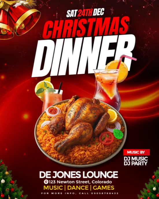 Red Maximalist Christmas Dinner Invitation Template Instagram Portrait ...