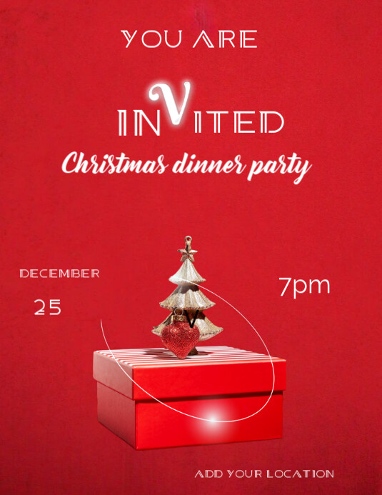 Copy of Red Maximalist Christmas Dinner Party Event Flyer (us Letter ...