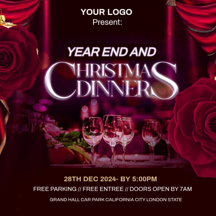 Copy of Red Maximalist Christmas Dinner Party Invitation Template ...