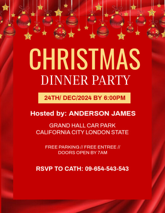Copy of Red Maximalist Christmas Dinner Party Invitation Flyer (us ...