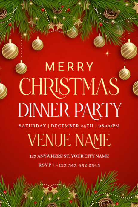 Copy of Red Maximalist Christmas Dinner Party Poster | PosterMyWall