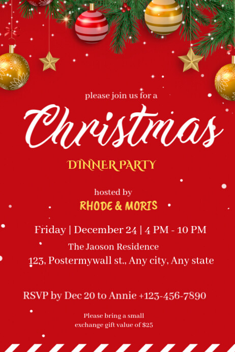 Copy of Red Maximalist Christmas Dinner Party Poster | PosterMyWall