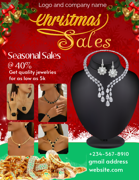 Red Maximalist Christmas Discount Sales Flyer Flyer (us Letter ...