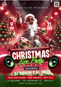 Red Maximalist Christmas Eve Party A4 template
