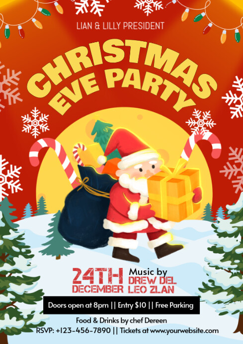 Copy of Red Maximalist Christmas Eve Party A4 | PosterMyWall