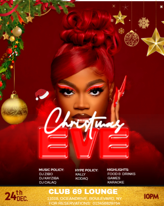 Red Maximalist Christmas Eve Party Instagram Portrait Template ...