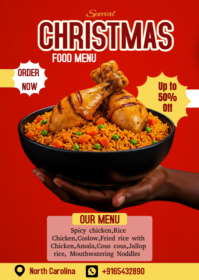 Red Maximalist Christmas Food Men A6 template