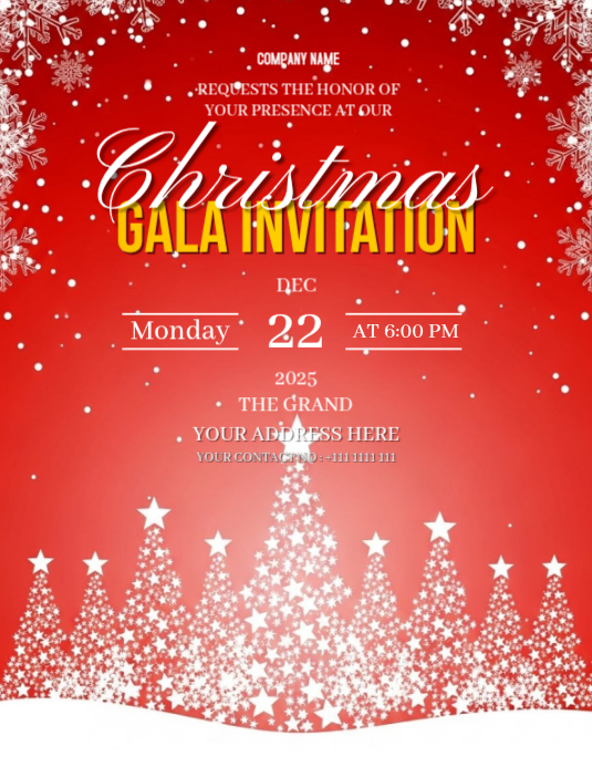 Red Maximalist Christmas Gala Invitation Flyer (us Letter) Template ...