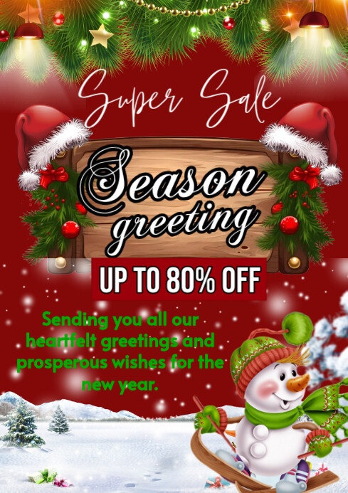 Copy of Red Maximalist Christmas Greeting Sale A4 | PosterMyWall