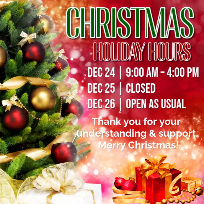Red Maximalist Christmas Hours Holiday Schedule Instagram Post Template ...