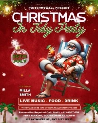 Red Maximalist Christmas In July Party Invitation  Instagram Portrait template