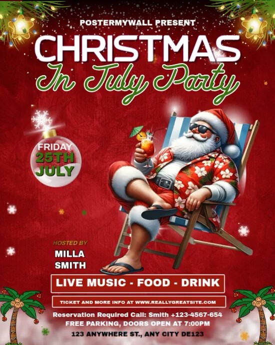 Copy of Red Maximalist Christmas In July Party Invitation Instagram ...