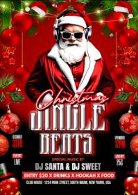 Red Maximalist Christmas Jingle Beats  A6 template
