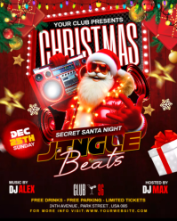 Red Maximalist Christmas Jingle Beats Party Flyer Instagram Portrait template