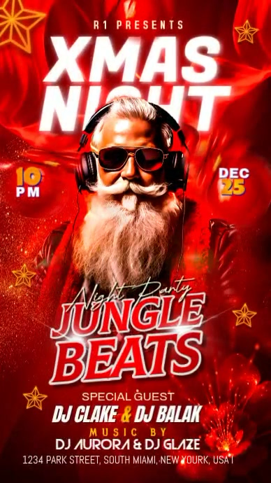 Red Maximalist Christmas Jungle Beats Party Instagram Reel Template ...