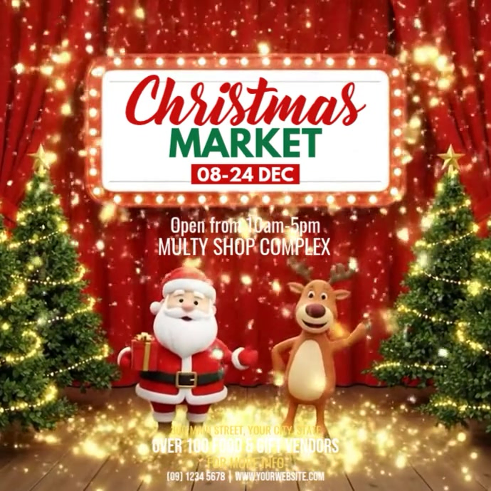 Red Maximalist Christmas Market Instagram Post Template | PosterMyWall