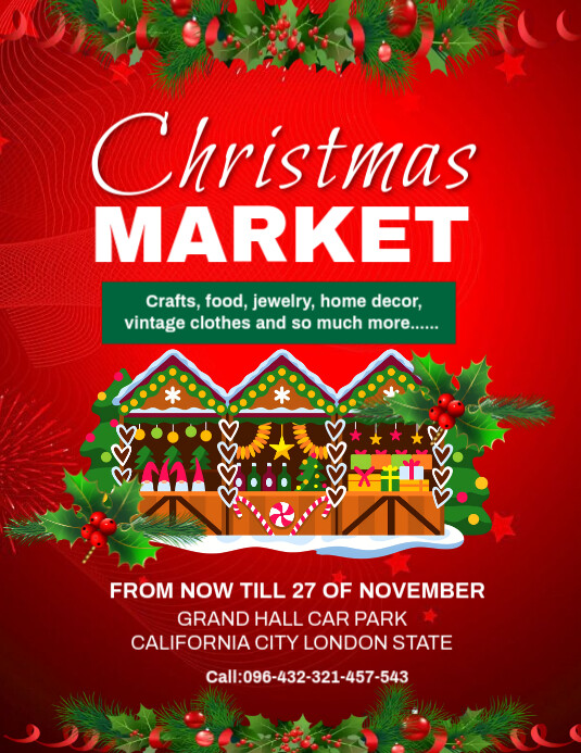 Copy of Red Maximalist Christmas Market Promotion Template Flyer (us ...