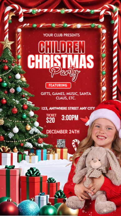 Red Maximalist Christmas Night Party Instagram Story Template ...