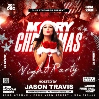 Red Maximalist Christmas Night Party  Square (1:1) template