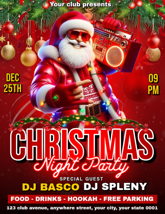 Copy of Red Maximalist Christmas Nightclub Party Flyer Flyer (us Letter ...