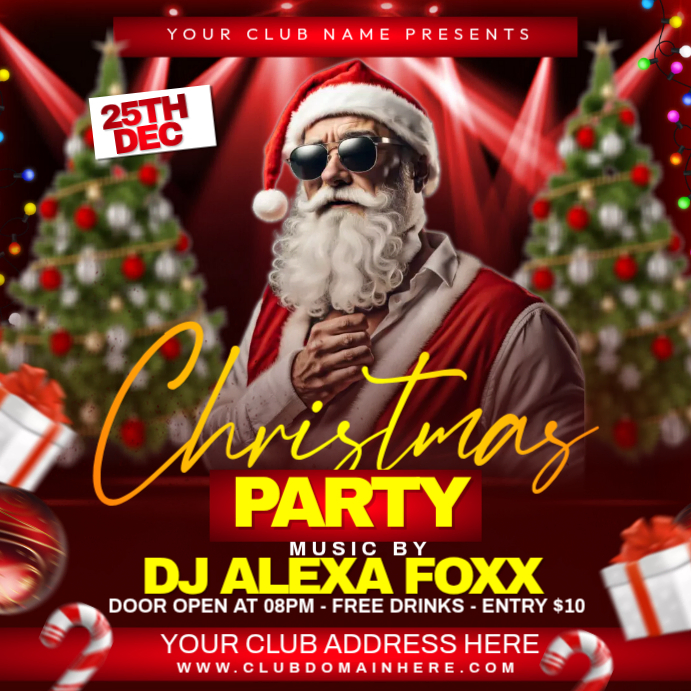 Red Maximalist Christmas Party, Instagram Post Template | PosterMyWall