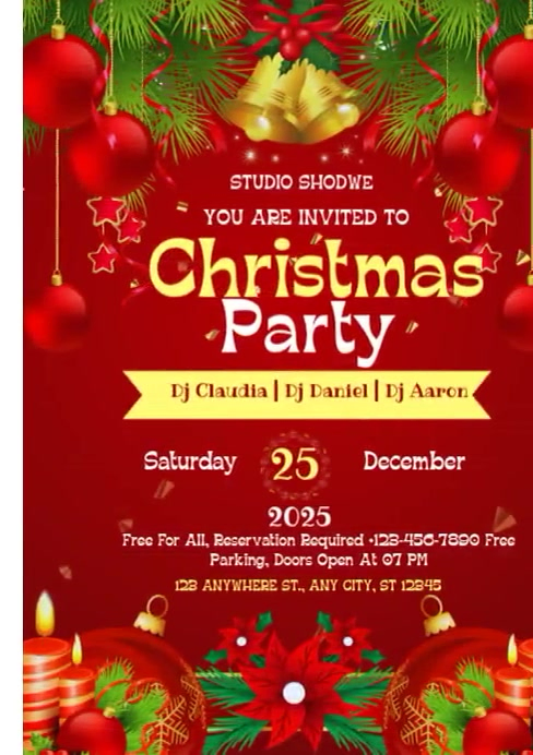 Christmas Party Invitation A4 Template | PosterMyWall