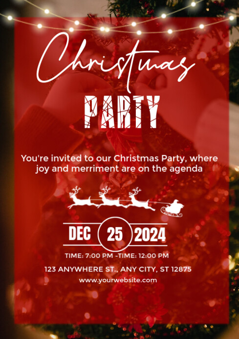 Red Maximalist Christmas Party A4 Template | PosterMyWall