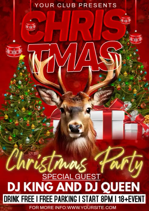 Red Maximalist Christmas Party A4 Template | PosterMyWall