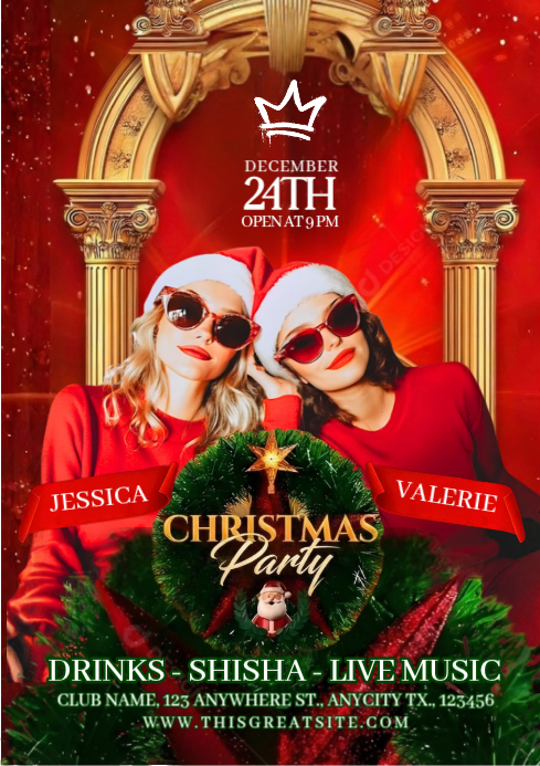 Red Maximalist Christmas Party A4 Template | PosterMyWall