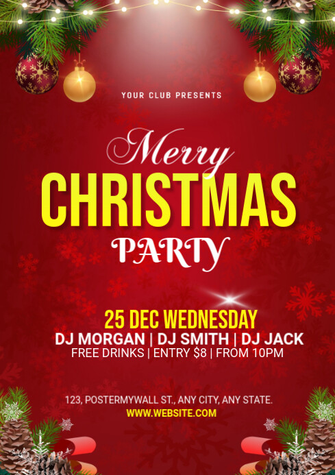 Red Maximalist Christmas Party A4 Template | PosterMyWall