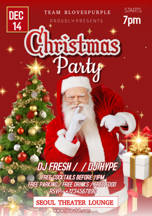 Red Maximalist Christmas Party A4 Template | PosterMyWall