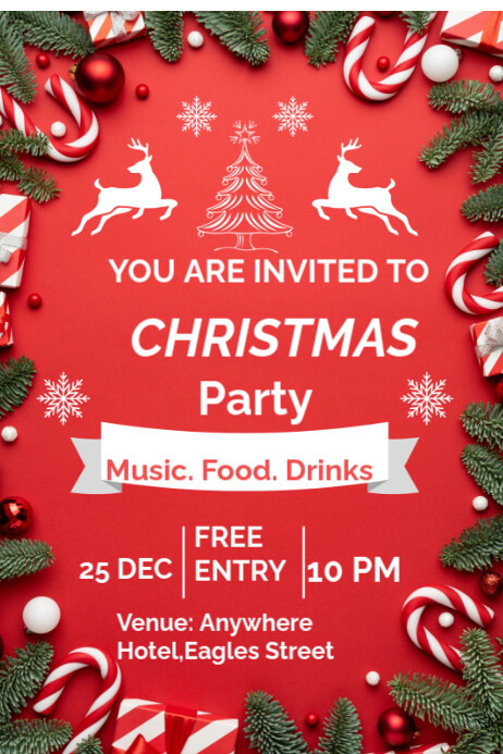 Red Maximalist Christmas Party Celebrations Poster Template | PosterMyWall