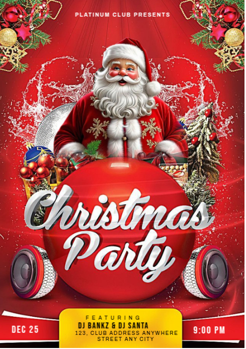 Copy of Red Maximalist Christmas Party Design Template A3 | PosterMyWall