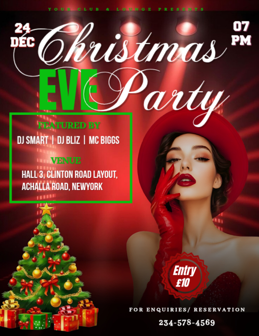 Red Maximalist Christmas Party Flyer (us Letter) Template | PosterMyWall