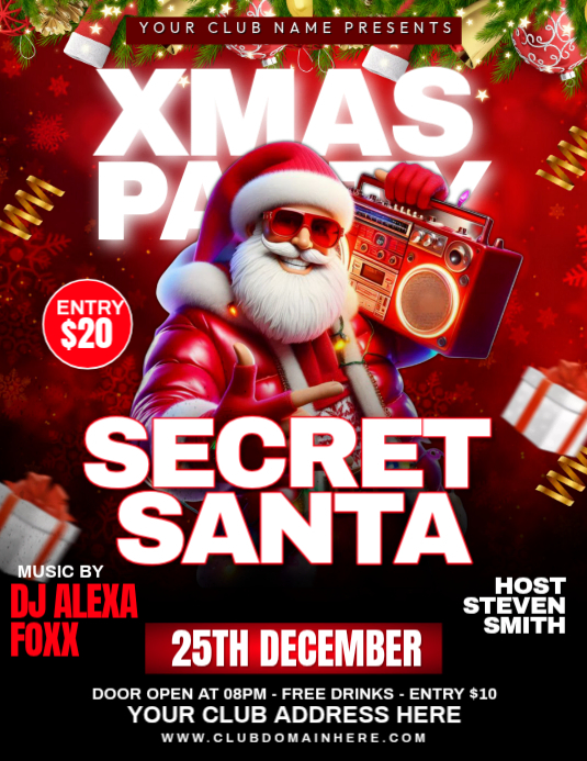 Red Maximalist Christmas Party Flyer (us Letter) Template | PosterMyWall
