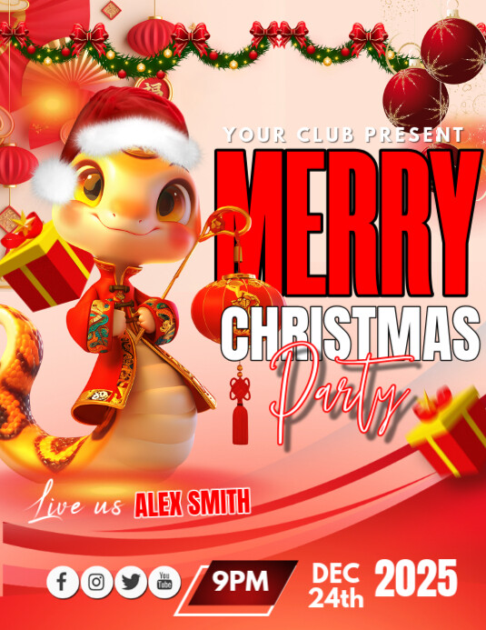 Red Maximalist Christmas Party Flyer (us Letter) Template | PosterMyWall
