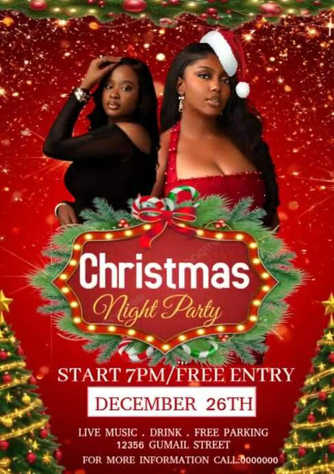 Red Maximalist Christmas Party Flyer A4 Template | PosterMyWall