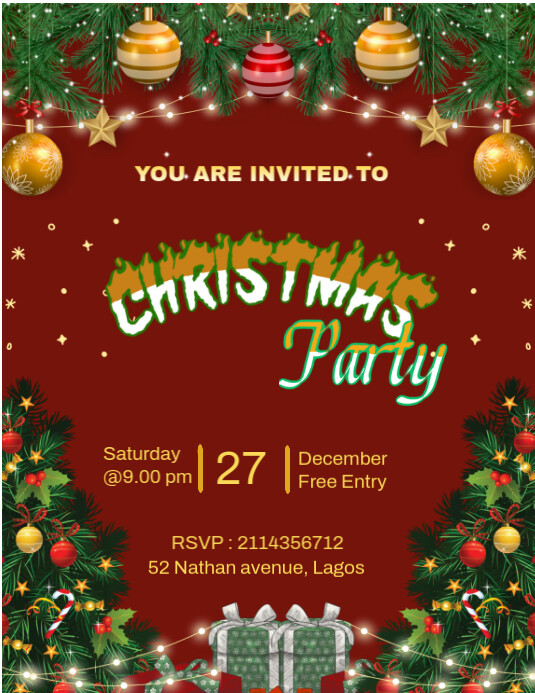 Copy of Red Maximalist Christmas Party Flyer | PosterMyWall