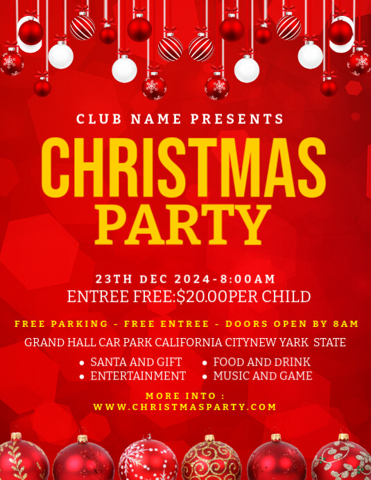Red Maximalist Christmas Party Flyer Flyer (us Letter) Template ...