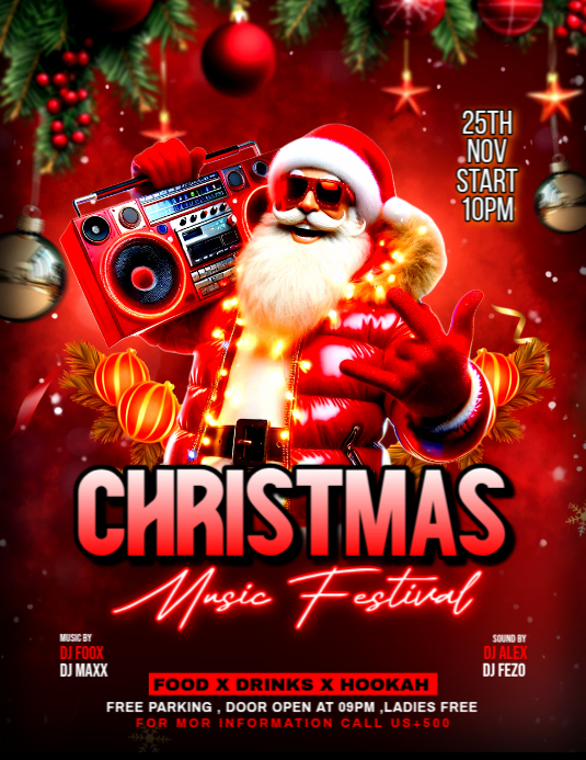 Red Maximalist Christmas Party Flyer Flyer (us Letter) Template ...