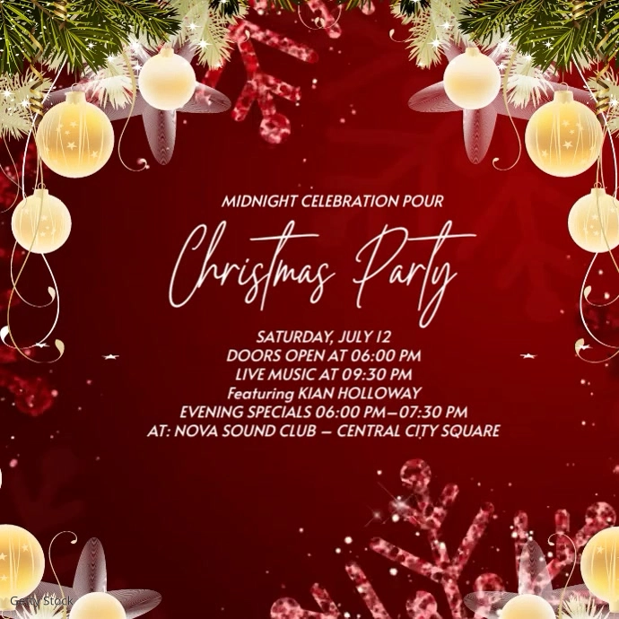 Red Maximalist Christmas Party Flyer Instagram Post Template | PosterMyWall