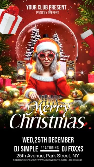 Red Maximalist Christmas Party Flyer Instagram Reel Template | PosterMyWall