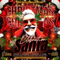 Red Maximalist Christmas Party Flyer  Square (1:1) template