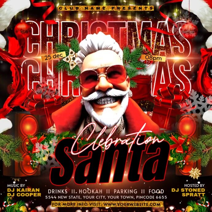Copy of Red Maximalist Christmas Party Flyer Square (1:1) | PosterMyWall
