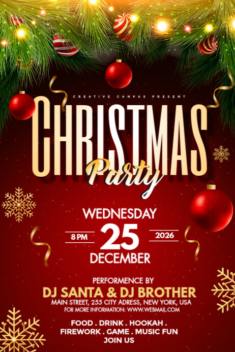 Copy of Red Maximalist Christmas Party Flyer Template, Banner 4' × 6 ...