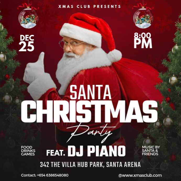 Red Maximalist Christmas Party Flyer Template Instagram Post | PosterMyWall