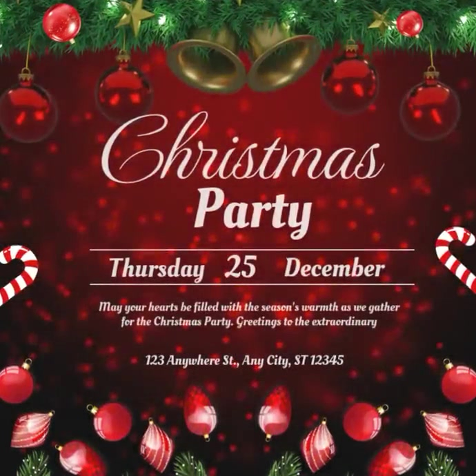 Red Maximalist Christmas Party Instagram Post Template | PosterMyWall
