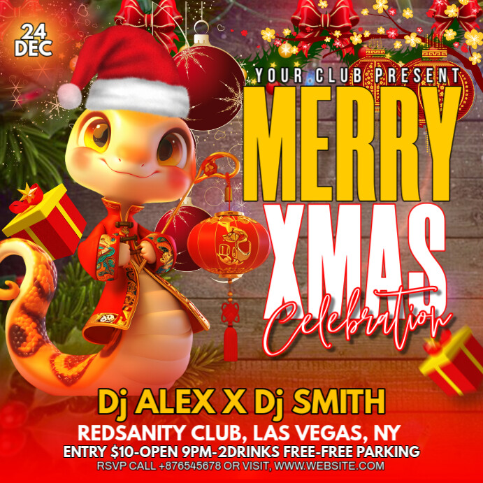 Copy of Red Maximalist Christmas Party Instagram Post | PosterMyWall