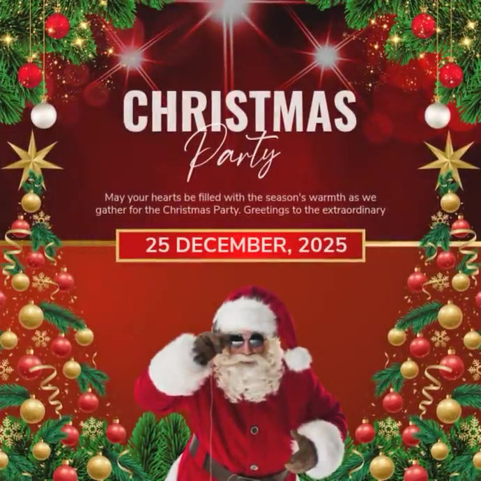 Red Maximalist Christmas Party Instagram Post Template | PosterMyWall